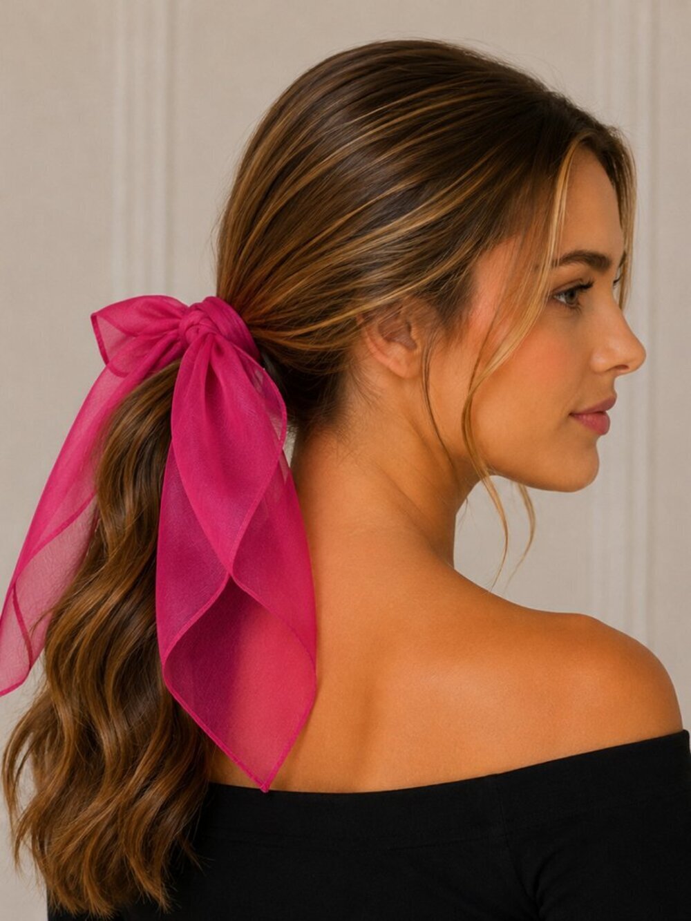 Rose Pink Sheer Chiffon Scarf for Head Neck Purse 21" Square - Hey Viv